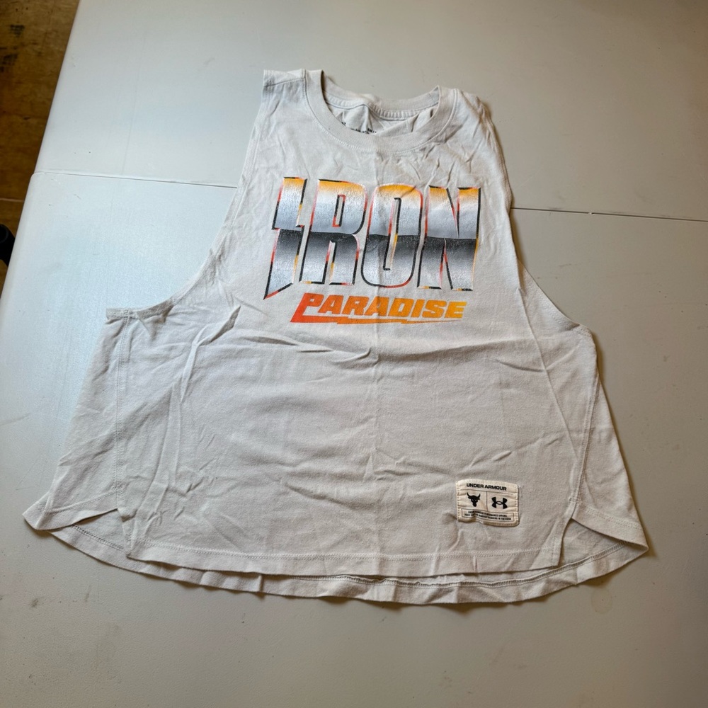 Under Armour Cream Crew Neck MuscleTee Iron Paradise